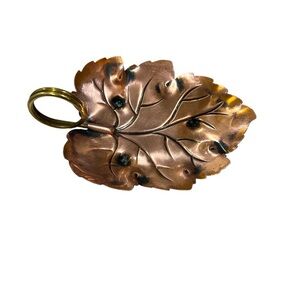 Vintage Coppercraft Guild Copper Leaf Candy Dish 1633 Autumn Leaf Made in USA